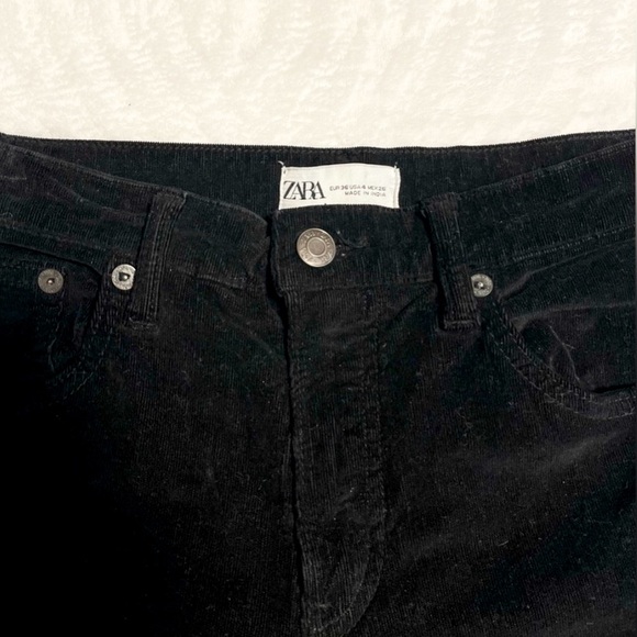 ZARA Classic Black Corduroy Pants Size 4 - Picture 2 of 4